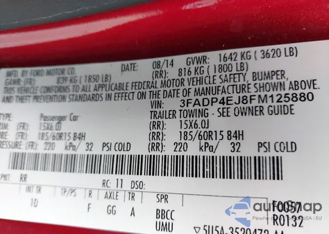 2015 Ford Fiesta Se из США, поврежденный, VIN 3FADP4EJ8FM125880